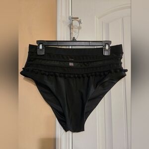 Pink Lily Black High-Waisted Bikini Bottoms Sz XXL